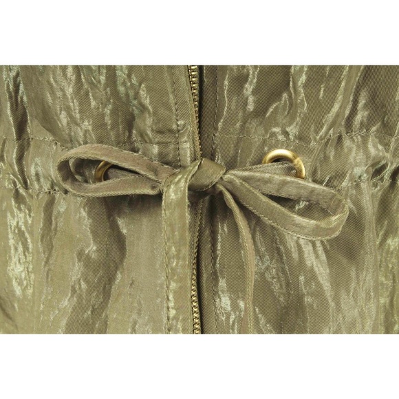 LINEA LOUIS DELL'OLIO Iridescent Olive Green Drawstring Anorak Coat Size M - Picture 4 of 6